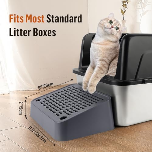 Litter Box Ramp, Cat Step for Litter Box with Filter Function, Dark Grey - Image 4