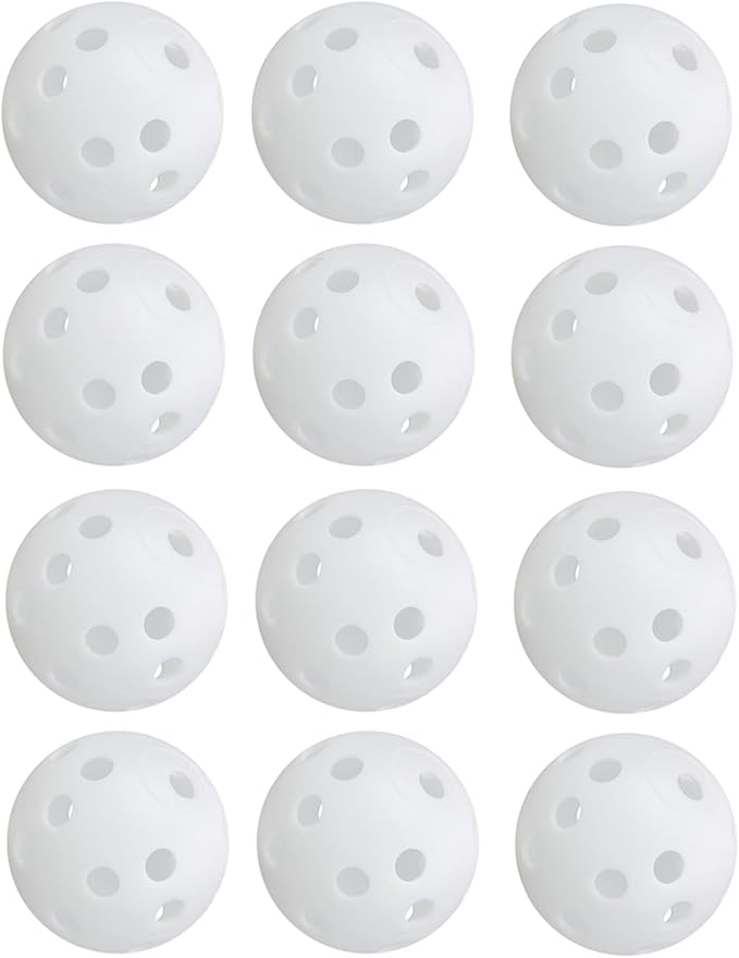 Low Noise No Bells Cat Ball Toy, 12Pcs White Plastic Golf Balls with Holes, Funny Interactive Cat Toys for Bored Indoor Cats,Cute Kitten Kitty Toys(1.65")