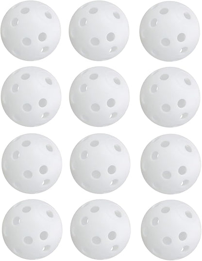 Low Noise No Bells Cat Ball Toy, 12Pcs White Plastic Golf Balls with Holes, Funny Interactive Cat Toys for Bored Indoor Cats,Cute Kitten Kitty Toys(1.65")