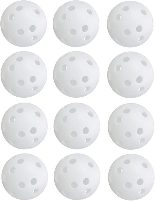 Low Noise No Bells Cat Ball Toy, 12Pcs White Plastic Golf Balls with Holes, Funny Interactive Cat Toys for Bored Indoor Cats,Cute Kitten Kitty Toys(1.65")