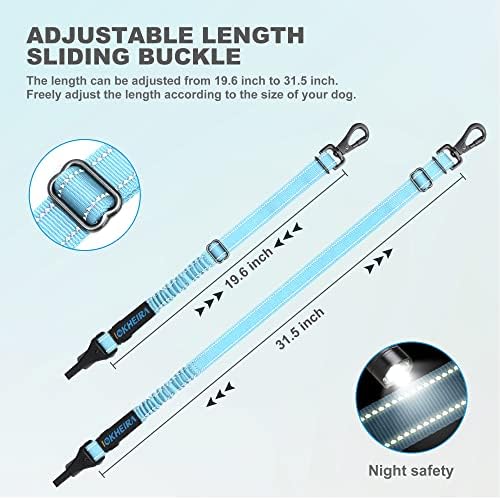 Dog Seat Belt 3-in-1 Car Harness for Dogs Adjustable Safety Seatbelt for Car Nylon Reflective Bungee Fabric Dog Car Harness with Clip Hook Latch & Buckle, Swivel Zinc Alloy Carabiner (Light Blue) - Image 5