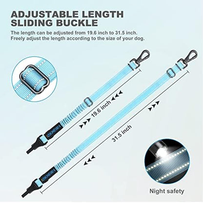 Dog Seat Belt 3-in-1 Car Harness for Dogs Adjustable Safety Seatbelt for Car Nylon Reflective Bungee Fabric Dog Car Harness with Clip Hook Latch & Buckle, Swivel Zinc Alloy Carabiner (Light Blue) - Image 5
