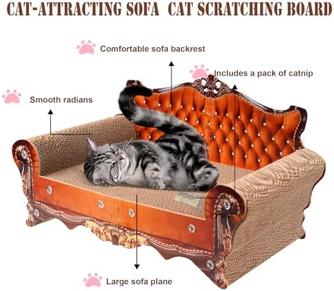 COOZMENT Sofa Shaped Scratching Couch,Thick Scratching Cardboard, Lounge Bed for Indoor Rest&Play, Sofa Scratcher Pad (21.2" L X 12.2 "W X 11.8" H) - Image 5