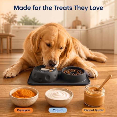 Silicone 2-in-1 Dog Slow Feeder & Lick Bowl Station,Black - Image 2