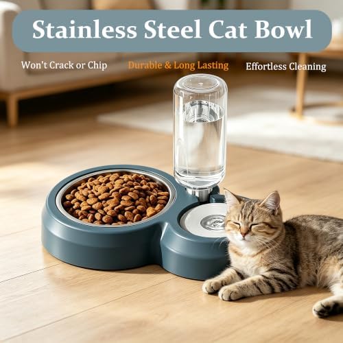 Double Dog Bowls, Cat Food & Water Bowl Set with Water Dispenser - Image 2