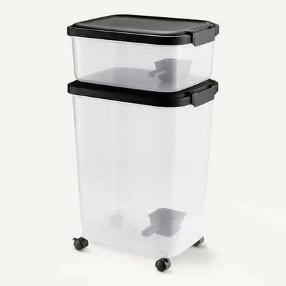 Amazon Basics Pet Food Storage Container Set, 30lbs and 10lbs with Scoop, for Dogs and Cats