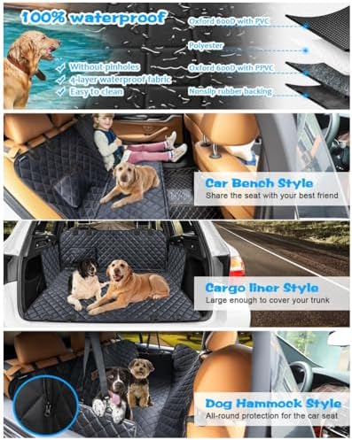Dog Car Seat Cover for Back Seat, 100% Waterproof Pet Seat Cover with Mesh Visual Window, Scratchproof Nonslip Dog Hammock for Car, Bench & Cargo Liner Style, Universal Size Fits Cars, SUVs, Trucks - Image 6