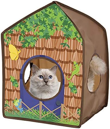 Kitty City Safari Jungle Tiger Pop-Up Cat House, Collapsible Indoor Cat Hideout with Peekaboo Openings, Lightweight Foldable Cat Playhouse - Image 3
