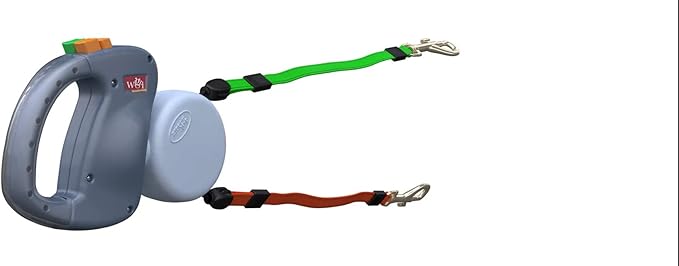 Wigzi - 2025 Edition - 2 Dog Retractable Leash – Featuring Our Incredible Silicone Gel Handle - No Tangle Engineering. Each Dog 50 lb up to 10 ft Distance. Lock and Unlock Easily. Reflective Webbing.