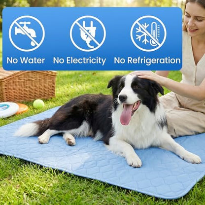 PatiencET Large Dog Cooling Mat, 32 x 44 in No-Gel Cooling Pad for Dogs, Cool Touch Nylon Pet Mat, Washable Dog Mat for Crate, Kennel, Bed, Floor, Sofa, Car, Blue - Image 3