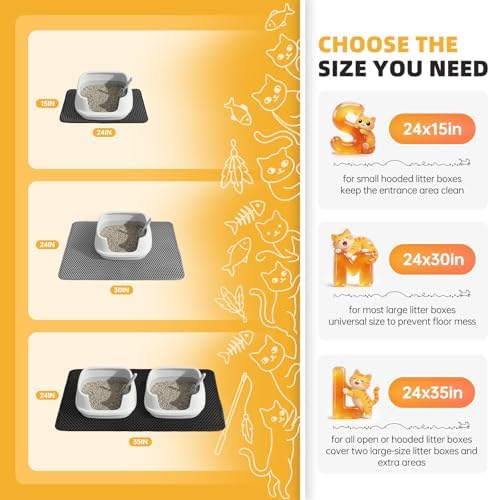 Cat Litter Mat 24x30 Inches, Honeycomb Double Layer Litter Trapping Mat, Waterproof Leakproof Urine Proof Cat Litter Box Mat for Cat Litter Box Area, Floor, Kitty Litter Rug - Image 2