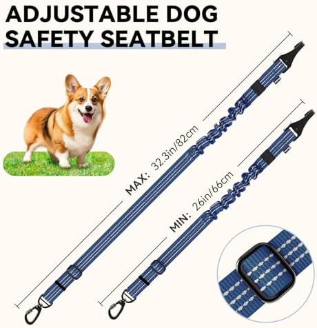 Pawaboo 2Pack Dog Car Seatbelt, 3-in-1 Dog Tether with Buckle & Hook Latch - Image 6