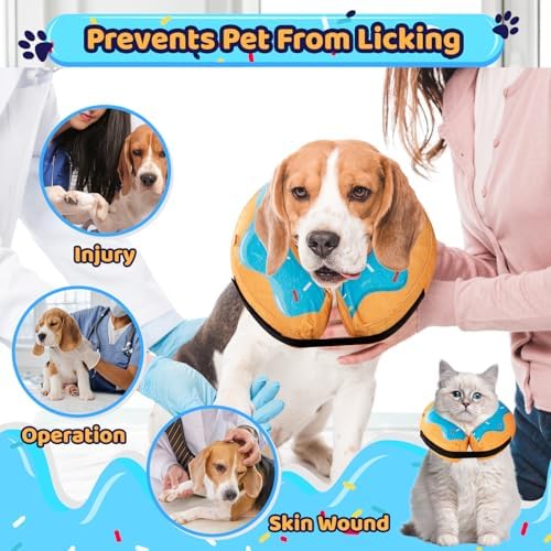 Grand Line Donut Inflatable Collar for Dogs and Cats, Soft Recovery Dog Cone After Surgery, Protective Pet Neck Cone for Small, Medium, Large Dogs, Not Block Vision (Blue, M) - Image 2