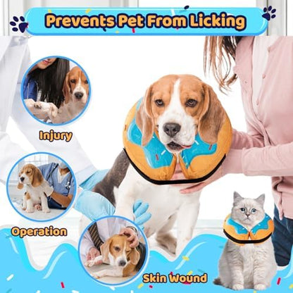 Grand Line Donut Inflatable Collar for Dogs and Cats, Soft Recovery Dog Cone After Surgery, Protective Pet Neck Cone for Small, Medium, Large Dogs, Not Block Vision (Blue, M) - Image 2