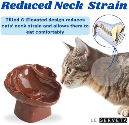 Ceramic Raised Pet Slow Feeder Bowl, Elevated Cat and Dog Slow Feeder, Decorative Standing Doggy Design, Anti-Slip Base, Anti-Vomiting (Brown) - Image 4