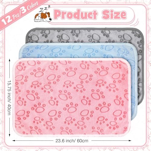 Tegeme 12 Pcs Puppy Blanket for Cat, 23 x 16 Inch, Dark Gray, Multicolor - Image 2