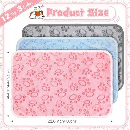 Tegeme 12 Pcs Puppy Blanket for Cat, 23 x 16 Inch, Dark Gray, Multicolor - Image 2