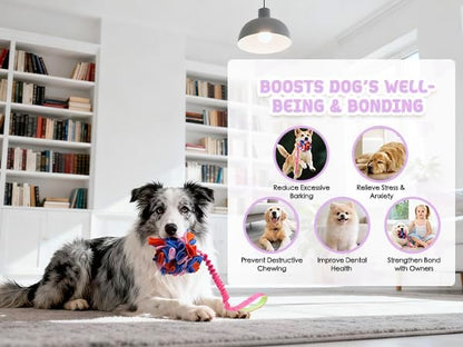 Snuffle Ball with Bungee Tug, Tug of War Rope Toys for Small Medium Dogs, Interactive Dog Toys Puppy Training Pull Toy for Exercise & Interactive Play Games (Pink)