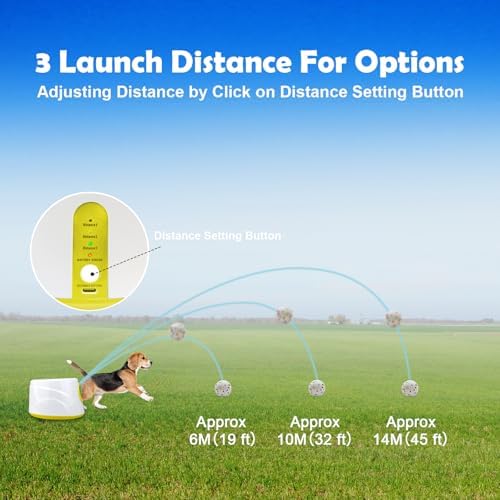 MEKAPLE Automatic Dog Ball Launcher, Upgraded Interactive Dogs Balls Thrower for Small and Medium Dogs, Distance Adjustable Mental Stimulating Dog Toys with 4 Durable Etpu Balls 2.2 Inch (Yellow) - Image 4