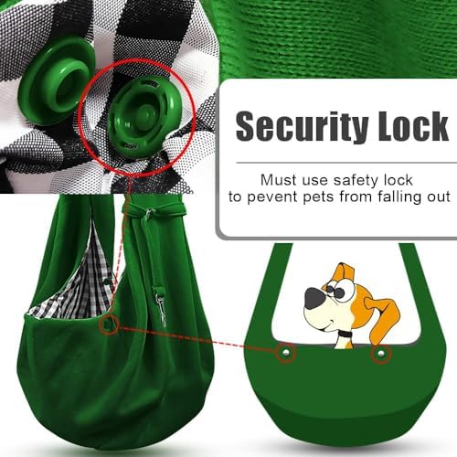 Tomkas Small Dog Cat Sling Carrier Puppy Purse Travel Wrap Soft Crossbody Pet Bag (Emerald Green, M - Classic Pocket & Classic Strap) - Image 5