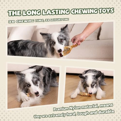 YINEYA Indestructible Dog Toys for Aggressive Chewers 3 Pack, Tough Dog Chew Toys for Aggressive Chewers Medium and Large Breeds, Durable Dog Toy to Keep Them Busy, Chicken Flavored - Image 5