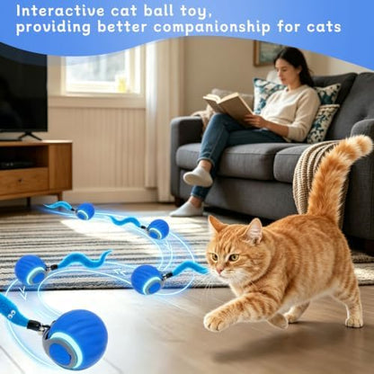 Interactive Cat Toy Ball - Automatic Moving Cat Ball for Indoor Cats with 3 Tails, Rechargeable Silent Kitten Toy for Boredom & Exercise, Rolling Ball Toy with 2 Modes & 2 Speeds. - Image 7