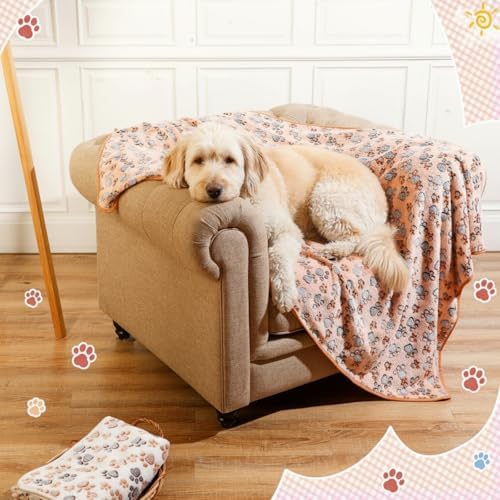Tatuo 4 Pack Fleece Dog Blanket for Pet,Mixed Color,72 x 72 Inch,Paw - Image 6