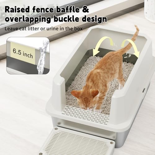 RIZZARI Stainless Litter Box Semi-Closed: Odorless, Large, Easy Clean - Image 4