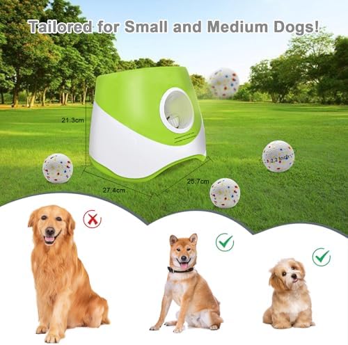 Automatic Dog Ball Launcher for Small to Medium Dogs, 2.2 Inch ETPU Dog Ball Thrower, 3 Distance Adjustable 19-39 Ft Interactive Dog Toy, Mental Stimulating Puppy Toy with 4 ETPU Balls (Light Green) - Image 3