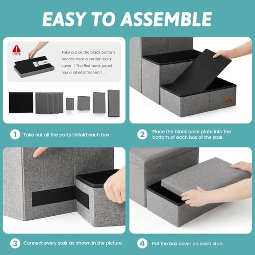COZY KISS Dog Stairs with Storage, 22" H Wider Dog Steps, 4-Step - Image 5