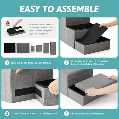 COZY KISS Dog Stairs with Storage, 22" H Wider Dog Steps, 4-Step - Image 5