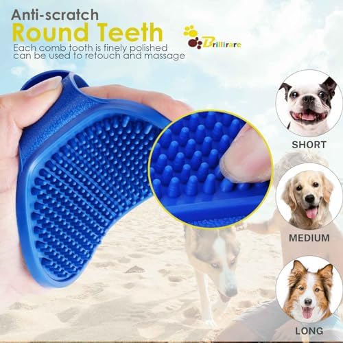 2 Pack Dog Grooming Brush, Premium Soft Silicone Pet Bath Brushes with Adjustable Handle, Shampoo Soothing Comb for Wet Dry Long Short Haired Dogs & Cats Massaging, Deshedding - Image 4