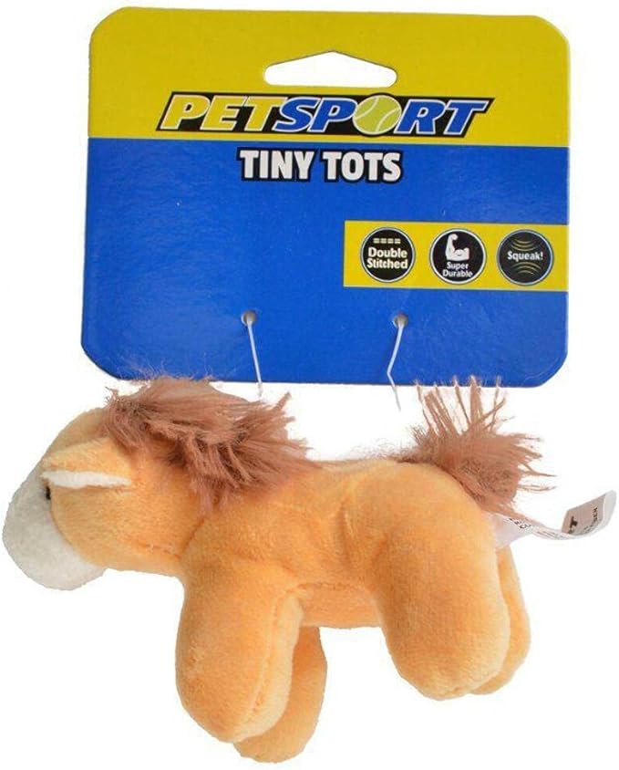 PetSport Tiny Tots Barn Buddies Dog Toy with Squeaker, 4 Inch, Assorted Designs (Single)