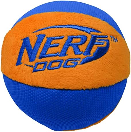 Nerf Dog Trackshot Ball Dog Toy with Interactive Squeaker and Crunch, Lightweight, Durable and Water Resistant, 4.5 Inches, For Medium/Large Breeds, Single Unit, Blue/Orange - Image 2
