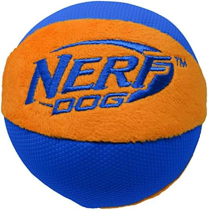 Nerf Dog Trackshot Ball Dog Toy with Interactive Squeaker and Crunch, Lightweight, Durable and Water Resistant, 4.5 Inches, For Medium/Large Breeds, Single Unit, Blue/Orange - Image 2