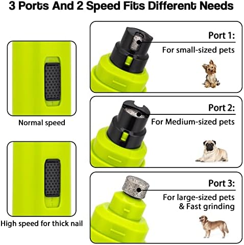Casfuy Dog Nail Grinder Upgraded - Professional 2-Speed Whisper-Quiet Electric Pet Nail Trimmer Painless Paws Grooming & Smoothing for Small Medium Large Dogs & Cats (Green) - Image 4