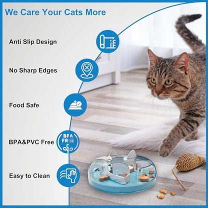 Interactive Cat Treat Puzzle Enrichment Toys, Sky Blue - Image 6