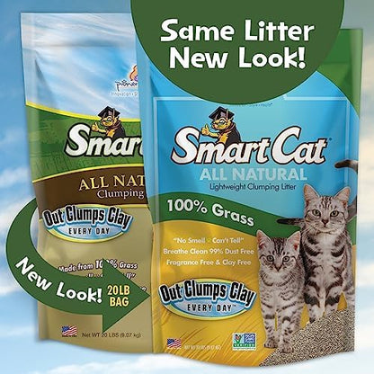 SmartCat All Natural Clumping Cat Litter, 20 Pound (320oz 1 pack) - Alternative to Clay and Pellet Litter - Chemical and 99% Dust Free - Unscented and Lightweight - Image 2