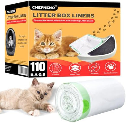 Cat Litter Box Liner Bags Compatible with Litter-Robot Waste Drawer Heavy Duty Waste Drawer Liners for Self-Cleaning Pet Kitty Litter Box Drawer 9-11 Gallons (White Drawstring (110 ct.)) - Image 7