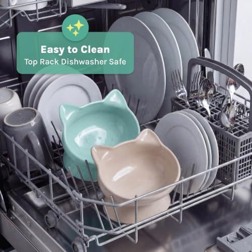 Kitty City Elevated Cat Bowls (Set of 2), Whisker-Friendly Raised Cat Food & Water Dishes, Modern Pedestal Design, Dishwasher Safe, 10.8 oz Each – Pink & Teal - Image 5
