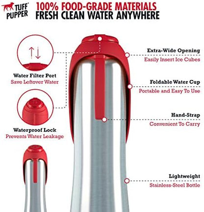 PupFlask Large Dog Water Bottle, Portable Stainless Steel Travel Bowl - Image 5