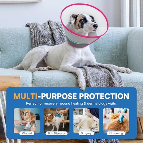 Queenmore Dog Cone Collar Flexible Recovery Cone for Dogs After Surgery, Pet Head Cones Alternative to Stop Licking, Elizabethan Dog Neck Collar Plastic Practical, Rose Red Small - Image 5