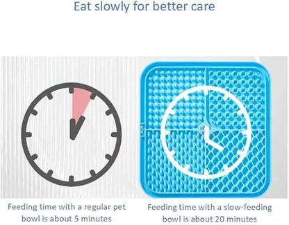 2 Pack Anti-Slip Licking Mat, Pet Food Mat Waterproof Puppy Feeding Mat, Slow Feeder Dog/Cat Bowl, Cat Licking Mat to Relieve Anxiety with Raised Edges (Pink+Purple)（6"×6"）