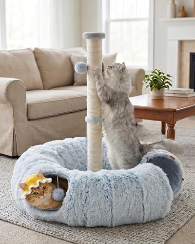 Aechonow 3-in-1 Cat Tunnel Bed, 34'' Cat Scratching Post for Indoor Cats by Aechonow