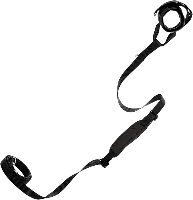 Gooby Wristband Surfer Leash with Traffic Handle - Black, 6 FT - Comfortable Handsfree Leash with Adjustable Dual Handle and Additional Hook