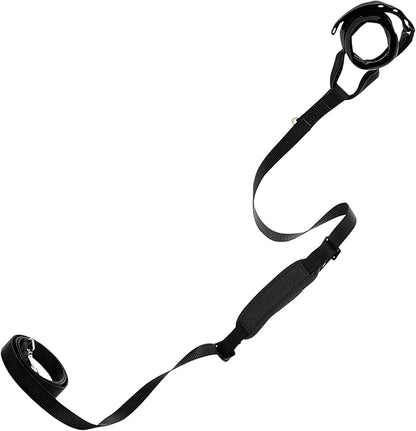 Gooby Wristband Surfer Leash with Traffic Handle - Black, 6 FT - Comfortable Handsfree Leash with Adjustable Dual Handle and Additional Hook