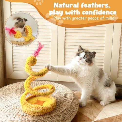 Cat Toy Indoor Cat: Cat Springs Snake Toy with Catnip - Interactive Toy with Rattling Stones & Rustling Sounds, Quirky Shapes for All Breeds to Play Alone (Yellow) - Image 3