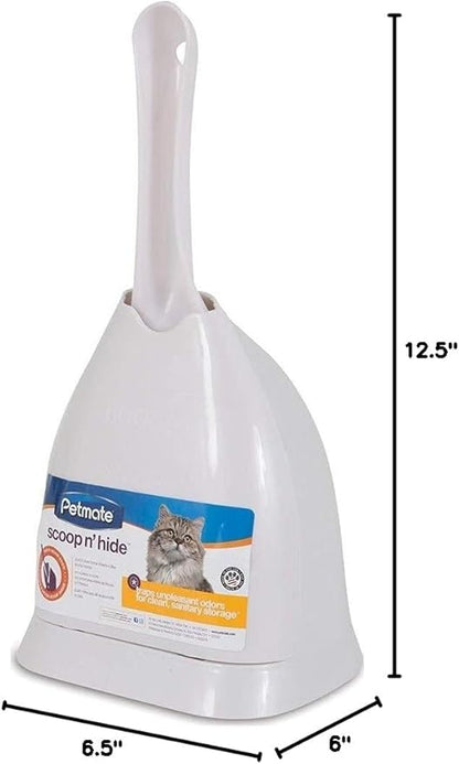 Petmate Scoop N' Hide Cat Litter Scoop with Discreet Litter Scoops Holder; White
