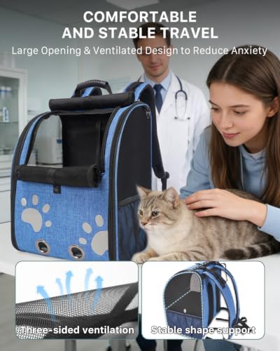 Cat Backpack Carrier with Comfort Handle, Ventilated Cat Backpack - Image 4