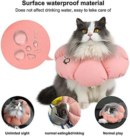 HiDREAM Cat Cone Collar,Cute Waterproof Elizabethan e Collar for Cats,Anti-Bite Lick Wound Healing Safety Cat Recovery Collar,All-Season Style - Image 2